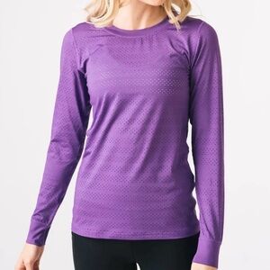 ZYIA Active Chill Long Sleeve Vented Mesh Athletic Top Purple Women's XL